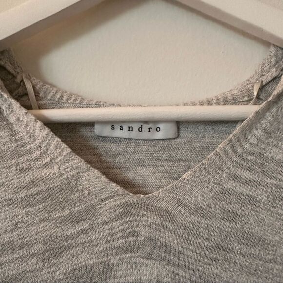 Sandro  Lightweight Knitted Gray Hoodie Sweater Size Small - Picture 3 of 5